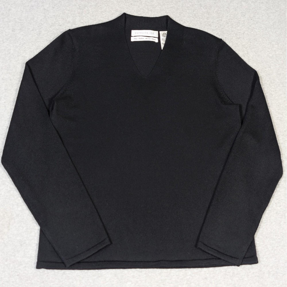 Vintage Pursuits ltd Fine Italian Merino Wool Sweater Women's Size Medium V-neck